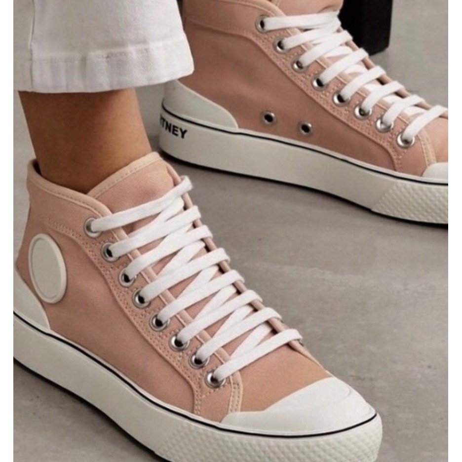 Stella Mccartney High Top Sneakers Womens Pink Excellent Platform Canvas Logo